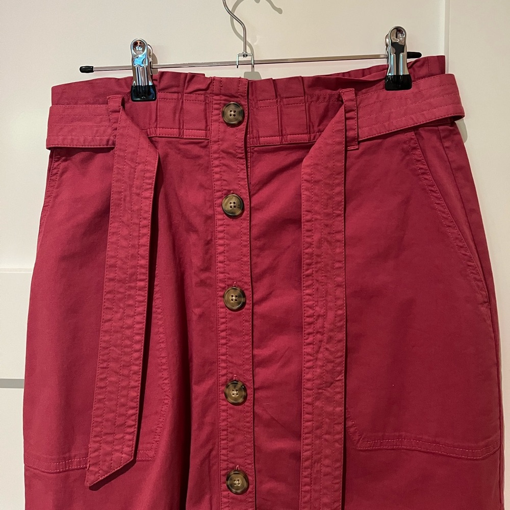 Tie waist button up skirt